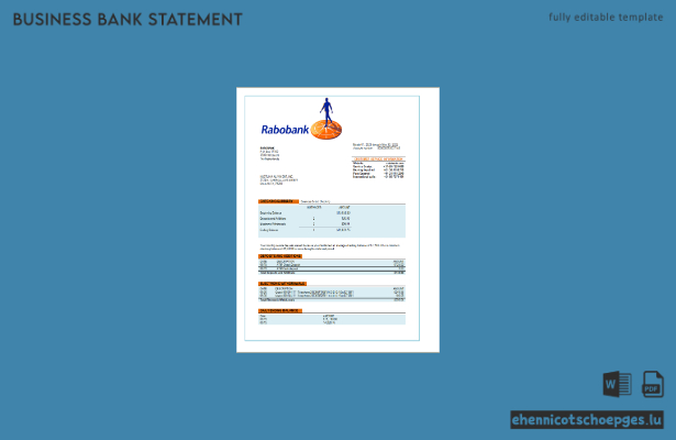 Rabobank-Kontoauszug (Word- und PDF-Beispiel)